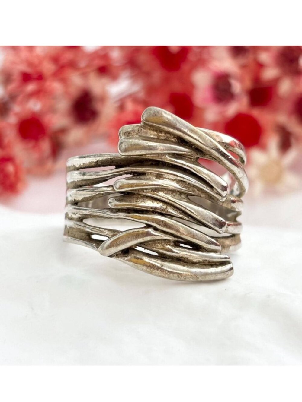 Hagit Gorali Modernist Israeli Chunky Sterling Silver 925 Vintage Ring - sz 10